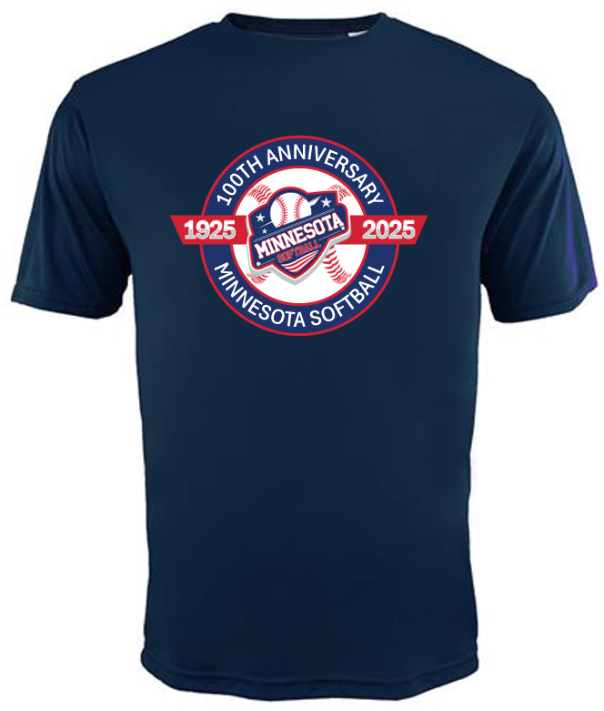 Minnesota Softball 100th Anniversary Dri-Fit T-Shirt (Red, White, or Navy)