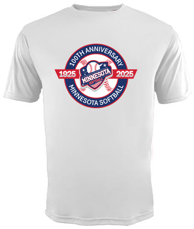 Minnesota Softball 100th Anniversary Dri-Fit T-Shirt (Red, White, or Navy)