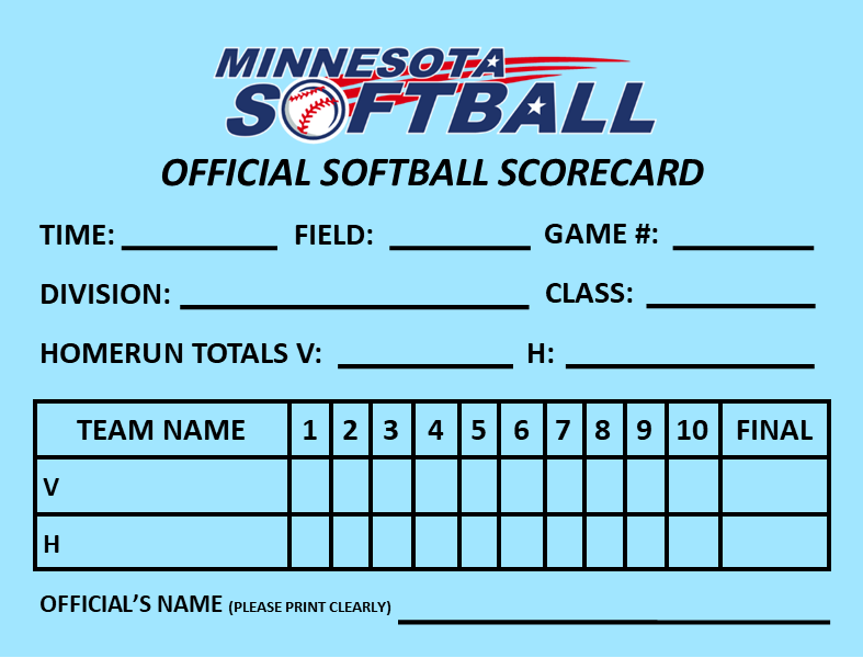 Minnesota Softball Slow Pitch Umpire Cards